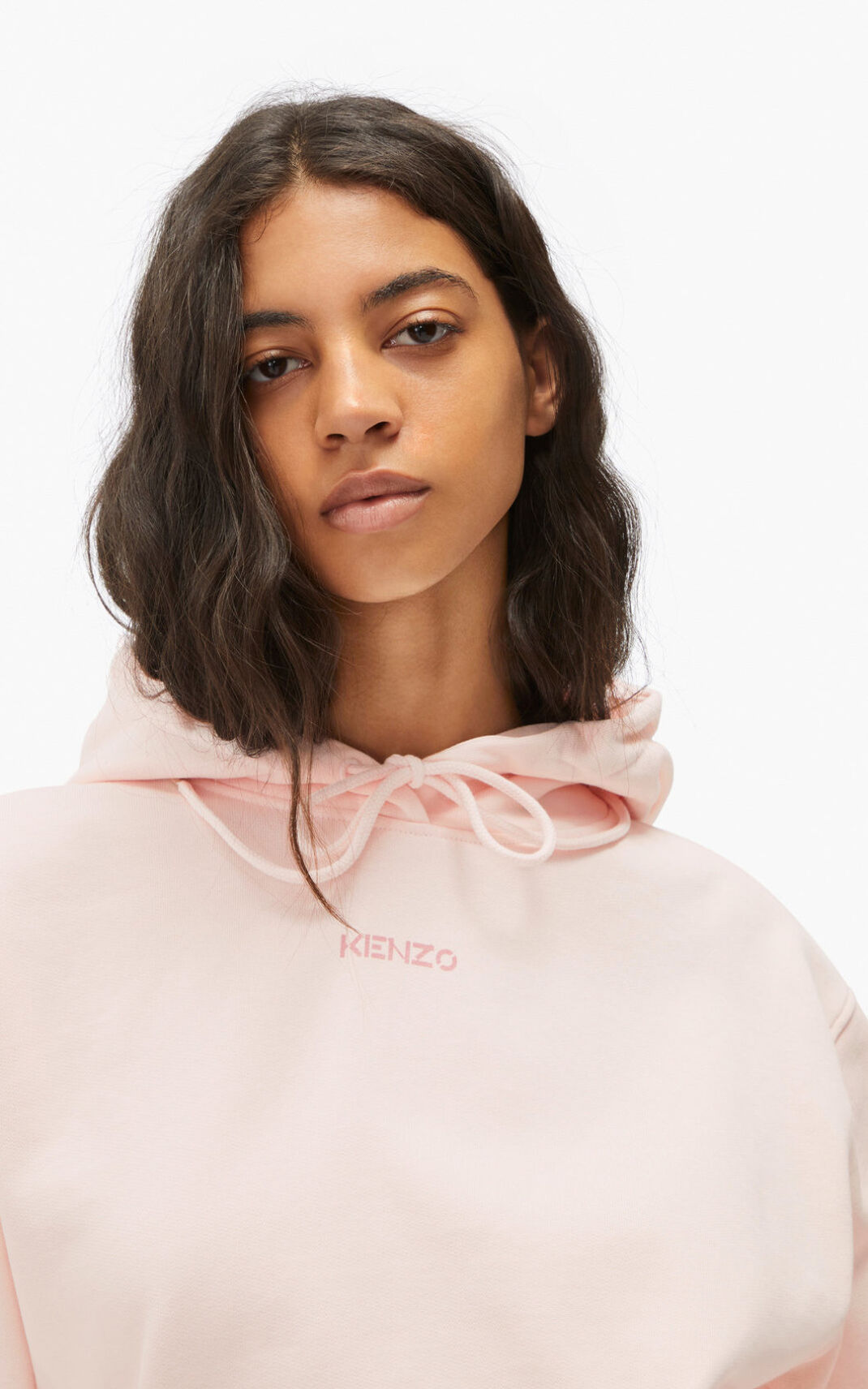 Kenzo Micro Logo Kapşonlu Bayan Pembe | 9654-GDHNK